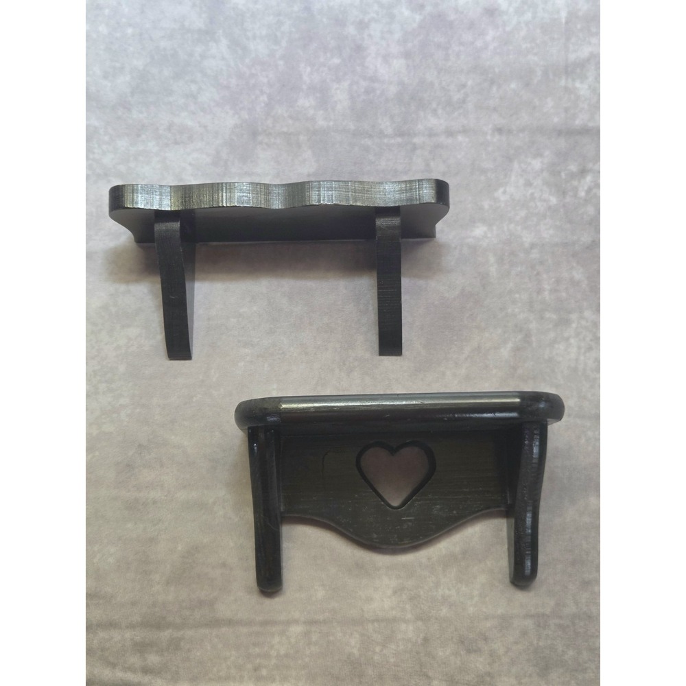 Vintage Mini Wood Shelves with Heart Cut Out Set Of 2 Grannycore Country Cottage